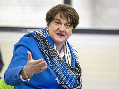 First Minster Arlene Foster during a visit to the Hammer Youth Centre in Belfast (PA)