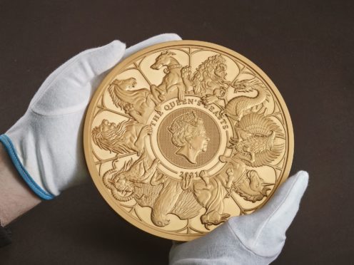 The Royal Mint has produced the largest coin in its 1,100-year history to celebrate the conclusion of its Queen’s Beasts commemorative collection (Royal Mint/PA)