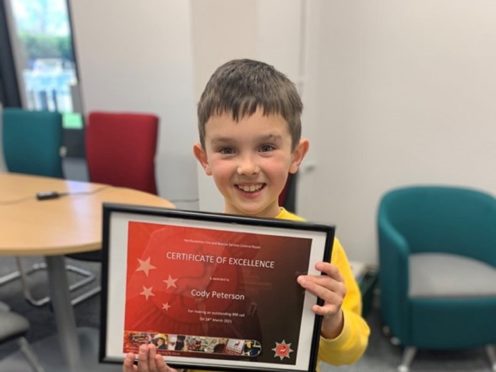 Cody Peterson was given a ‘certificate of excellence’ by the fire service (Hertfordshire Fire and Rescue Service)