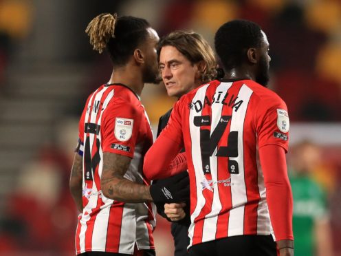 Brentford manager Thomas Frank with Ivan Toney, left (Adam Davy/PA)