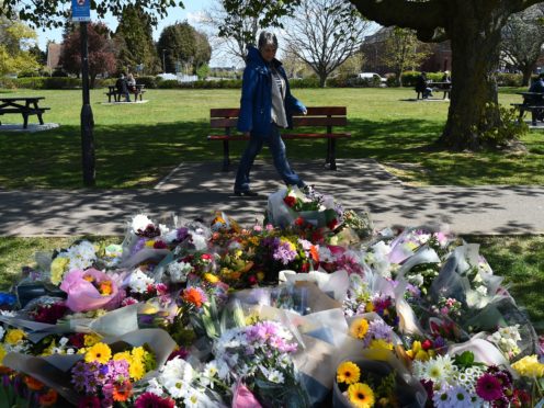 Floral tributes to Julia James in a park in Aylesham village (Kirsty O’Connor/PA)