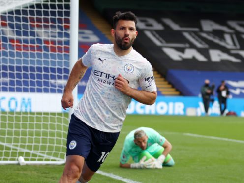Sergio Aguero put Manchester City 1-0 up at Crystal Palace in the 57th minute Catherine Ivill/PA).
