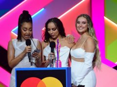 Little Mix accept the award for Best British Group during the Brit Awards 2021 at the O2 Arena (Ian West/PA)