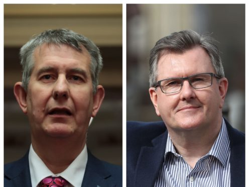Edwin Poots and Sir Jeffrey Donaldson (PA)