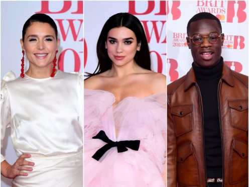 Jessie Ware, Dua Lipa and J Hus (PA)