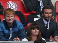 Ed Sheeran, David Beckham, and the Duke and Duchess of Cambridge, together with Prince George, at Wembley (Nick Potts/PA)