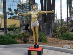A life-size fiberglass sculpture of Kanye West reimagined as an Oscar statue is among the contemporary artworks going on sale for the first time (Julien’s Beverly Hills/PA)