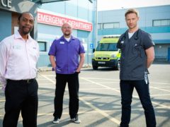 Tony Marshall as Noel, Charles Dale as Big Mac and Richard Winsor as Cal in Casualty (BBC)PHOTO BY ALISTAIR HEAP