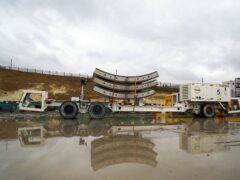 Tunnel segments wait to be loaded onto Florence – the largest ever tunnel boring machine used on a UK rail project – which is unveiled at the HS2 site in West Hyde near Rickmansworth in Hertfordshire (Steve Parsons/PA)