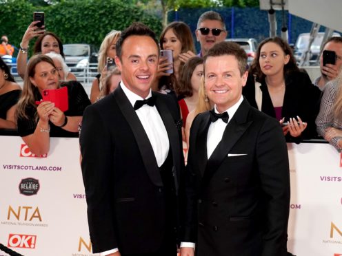 Ant McPartlin and Declan Donnelly attending the National Television Awards 2021 (Ian West/PA)