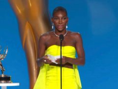Michaela Coel delivered a powerful acceptance speech after winning her first ever Emmy Award (Television Academy via AP)