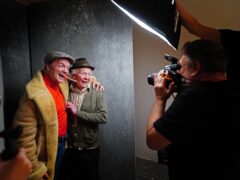 Rankin takes a portrait picture of Paul Whitehouse (centre) and Tom Bennett in character as Grandad and Del Boy from the Only Fools and Horses musical (Victoria Jones/PA)