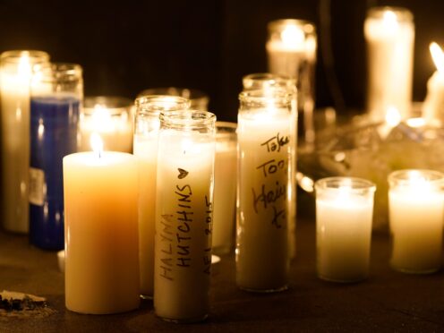 Candles at the vigil for the late cinematographer Halyna Hutchins (Chris Pizzello/AP)