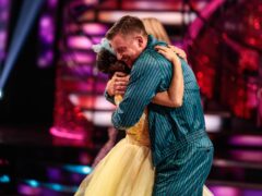 Adam Peaty and Katya Jones after they became the latest dancers to be voted off Strictly Come Dancing (Guy Levy/BBC/PA)