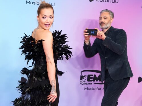 Rita Ora and Taika Waititi attending the 2021 MTV EMA awards at the Papp Laszlo Budapest Sportarena, in Budapest, Hungary. Picture date: Sunday November 14, 2021.