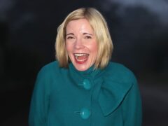 Historian Lucy Worsley leaves Newton village hall in Norfolk after attending a meeting of the Sandringham Women’s Institute as the guest speaker (Chris Radburn/PA)
