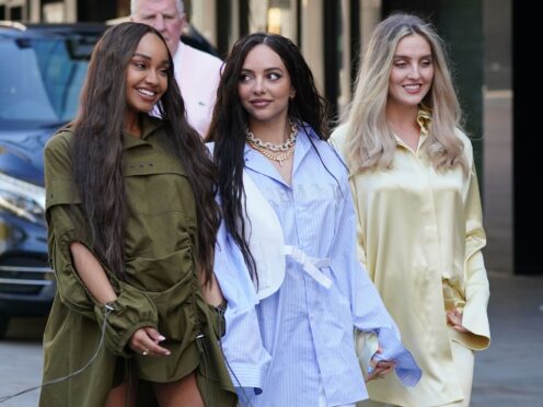 Leigh-Anne Pinnock, left, Jade Thirlwall and Perrie Edwards arriving at the studios of Global Radio in London (Yui Mok/PA)