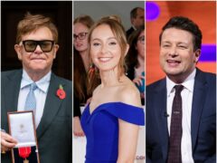 Sir Elton John, Rose Ayling-Ellis and Jamie Oliver (Dominic Lipinski/Matt Crossick/Ian West/PA)