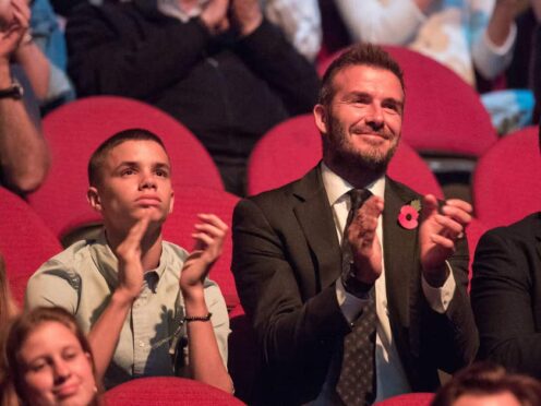 David Beckham (right) and his son Romeo Beckham attend the Invictus Games 2018 closing ceremony in Sydney (PA)
