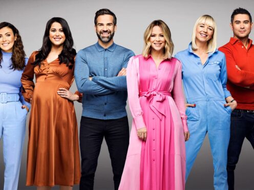 Morning Live presenters (L to R): Kym Marsh, Sam Quek, Gethin Jones, Kimberley Walsh, Sara Cox and Rav Wilding (Guy Levy/BBC/PA)