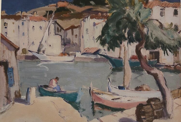 John Maclaughlan Milne - a painting of St Tropez Harbour