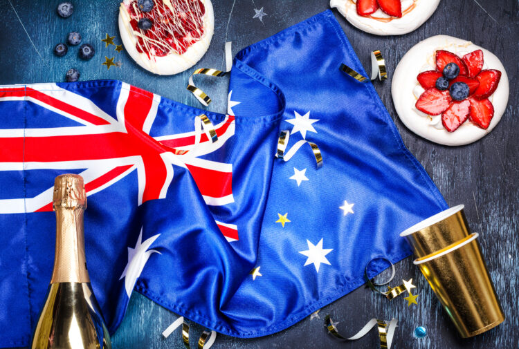 Australia Day - flag and wine montage
