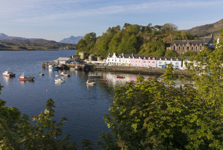 A view of Portree harbour, the capital town on the Isle of Skye