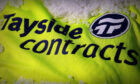 Tayside Contracts logo buried in salt/grit. Image: Kris Miller/DC Thomson.