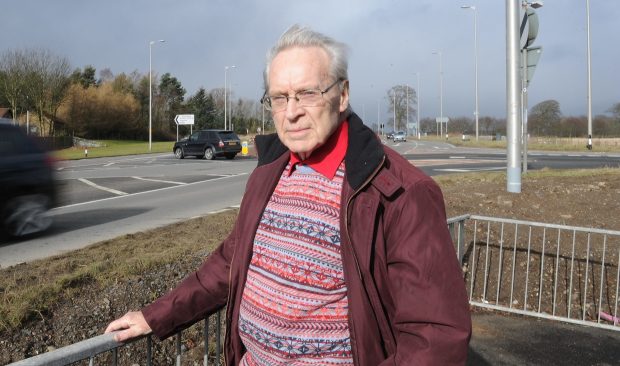 Pictured beside the Balfarg junction on the A92 near Glenrothes is Ron Page (convenor of the Glenrothes Area Furures Group) who is campaigning for safety improvements to the road