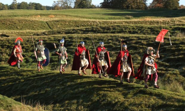 Members of the Antonine Guard who celebrate Scotland’s Roman past at Ardoch fort, Braco. Image: Dougie Nicolson/DC Thomson