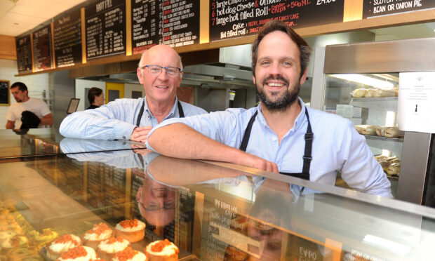 Father and team Alan and Jonathon Clark in the bakery shop in Annfield Street. Image: Kim Cessford/DC Thomson.