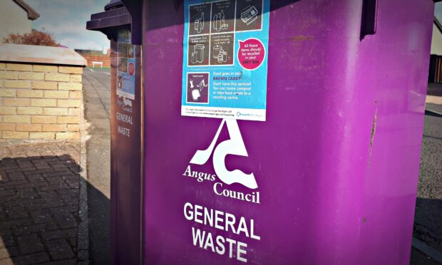 Angus Council chiefs want to stop food and recyclable waste going into the purple bin. Image: DC Thomson