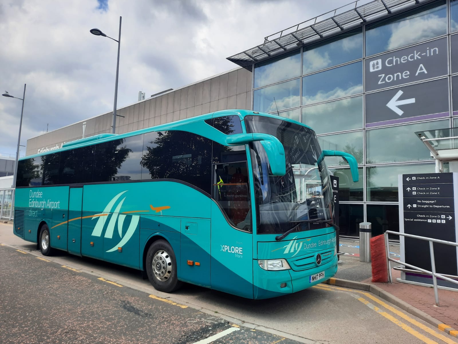 Xplore Dundee bus outside Edinburgh Airport Departures