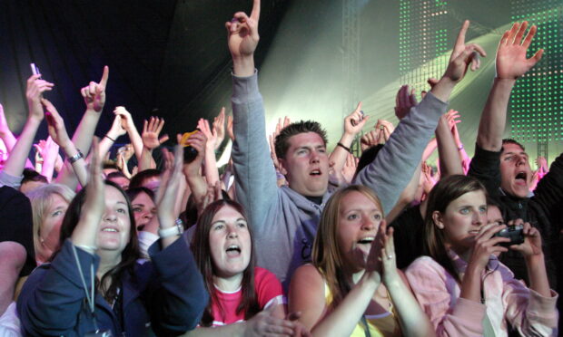 Revellers at Radio 1's Big Weekend at Camperdown Park in Dundee in May 2006.