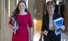 Kate Forbes with First Minister Nicola Sturgeon as she prepared to present the Scottish Budget plans to Parliament on February 6.