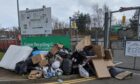 Rubbish piled at the entrance to Cupar recycling centre in 2020.