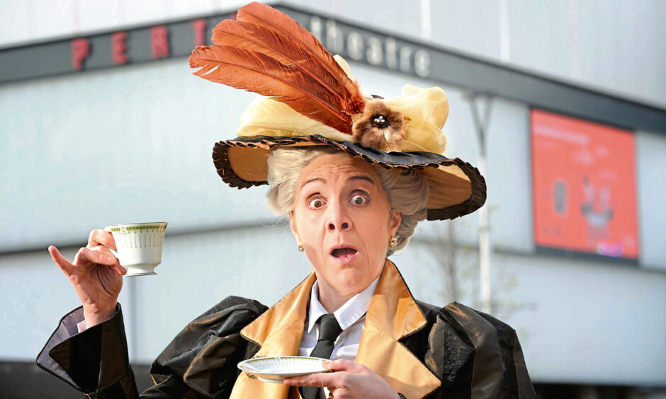 Karen Dunbar as Lady Bracknell in Perth Theatre's Importance of Being Earnest.