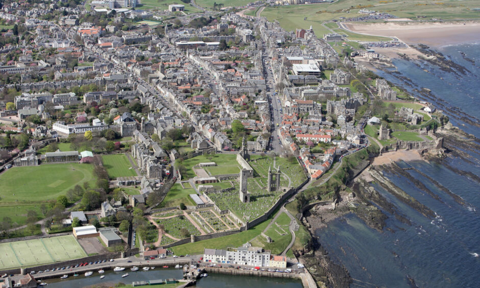 An aerial view of St Andrews - which is one of the Fife hotspots that will be affected by the short term lets licence scheme. 