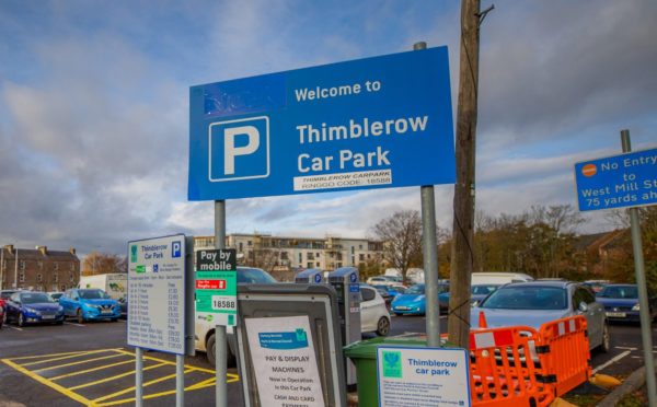 Sign for Thimblerow car park, Perth