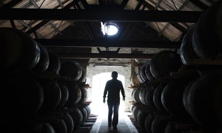 Whisky casks at Glencadam Distiller in Brechin.