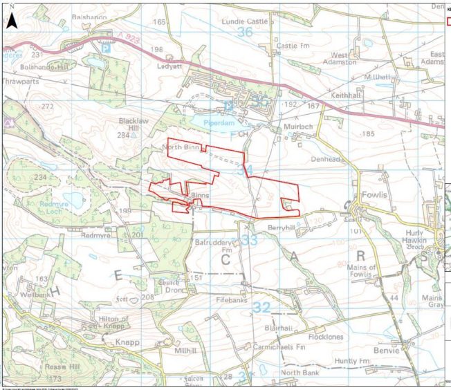 A map showing the boundary of the Berryhill site.