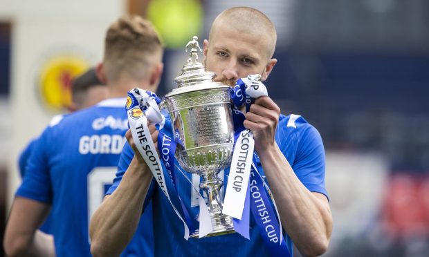 Shaun Rooney with St Johnstone's 2021 Scottish Cup.