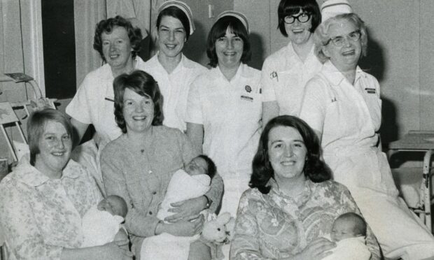 The last three mums in Maryfield Hospital's Maternity unit were the guests of honour at a tea party given by the nursing staff on April 30, 1974.