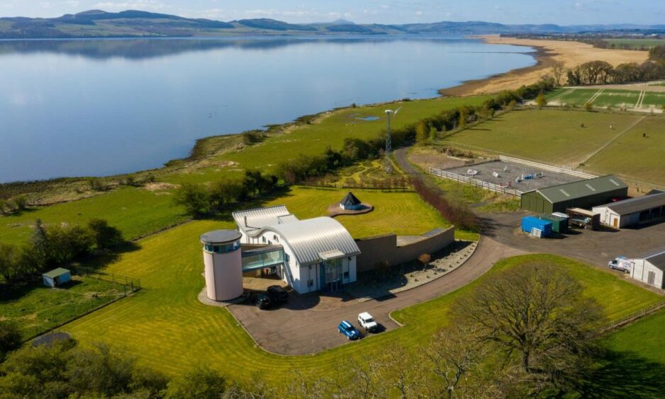 an aerial view of Cater Milley and lands on the banks of the tay