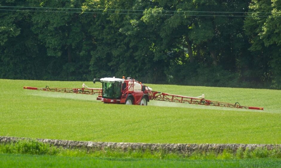 crop sprayer on a farm in Fife.