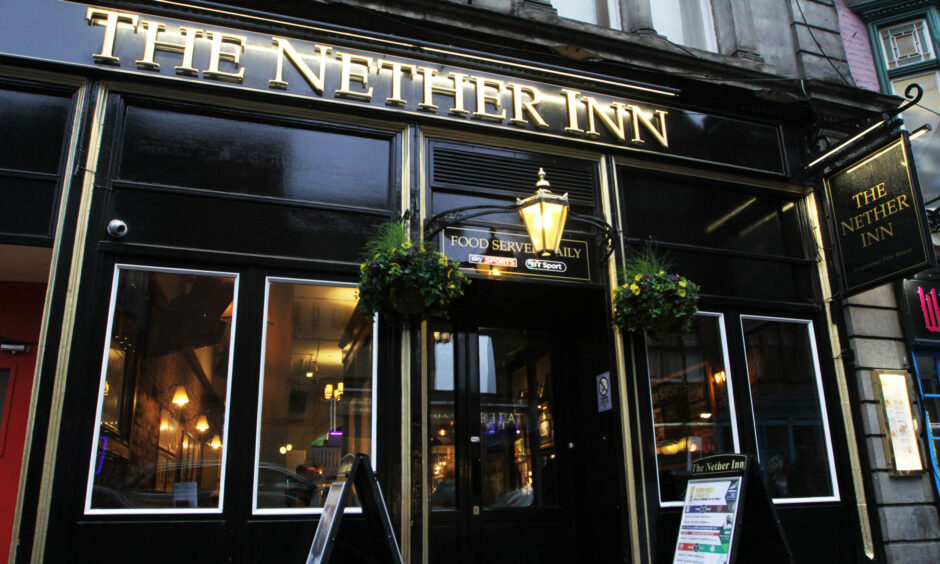 Outside The Nether Inn pub in Dundee.