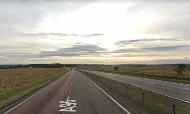 The roadworks are taking place on the A90 north of Dundee. Supplied by Google.