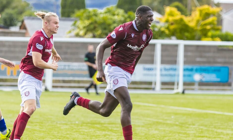 Joel Nouble has been a revelation for Arbroath - but will return to Livingston in the new year.
