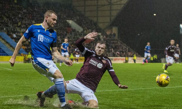 James Brown in action against Hearts.