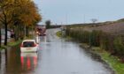 A car stuck in floodwater in East Wemyss, Fife